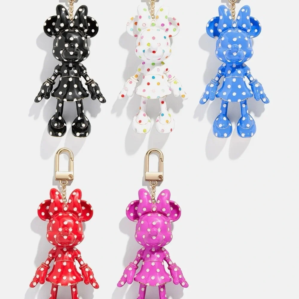 NIB Disney Baublebar Minnie Mouse Enamel Keychain Bag Charm Polka Dot Keyring - Picture 3 of 3